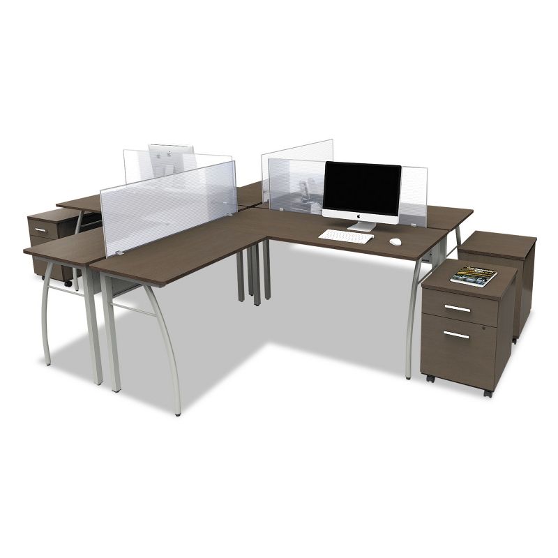 Linea Italia Trento Line L-Shaped Desk 59-1/8w x 59-1/8d x 29-1/2h Mocha/Gray TR737MOC