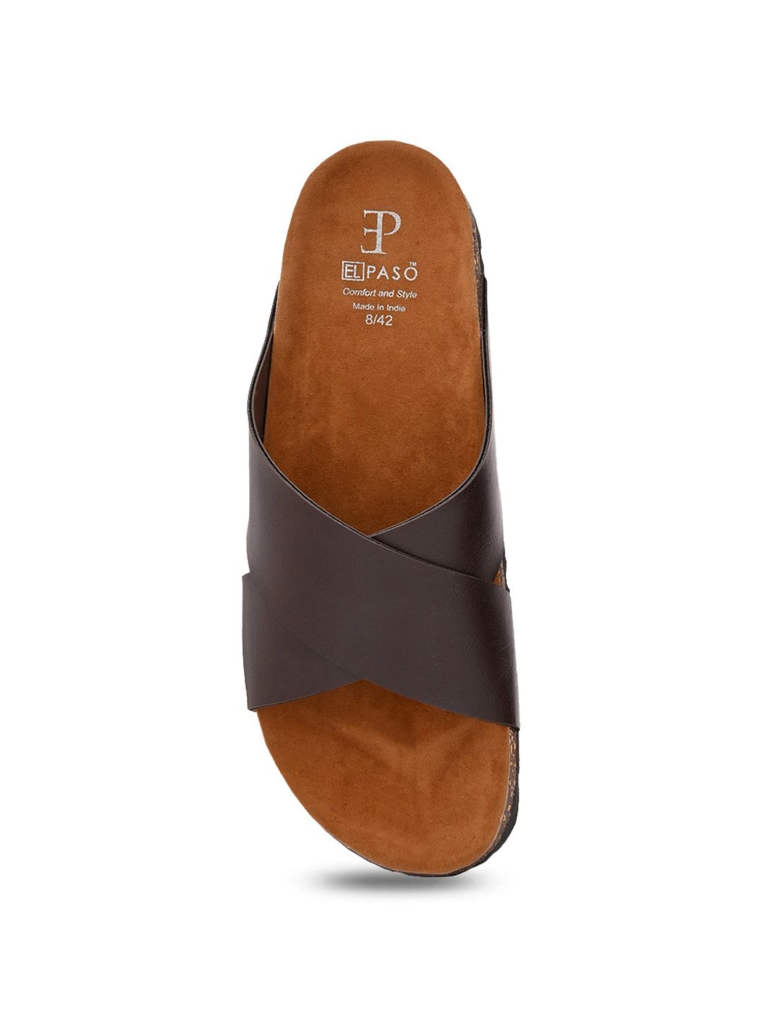 El Paso Men's Brown Cross Strap Sandals
