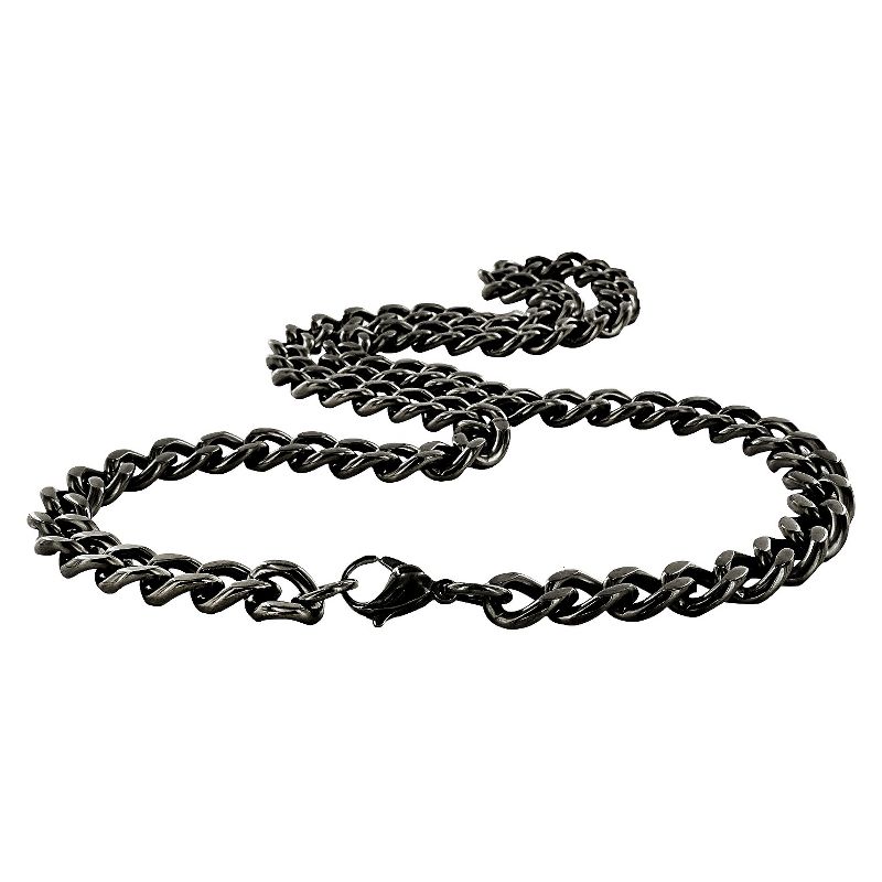 Men's Crucible Stainless Steel Large Curb-chain Necklace - Black (24")