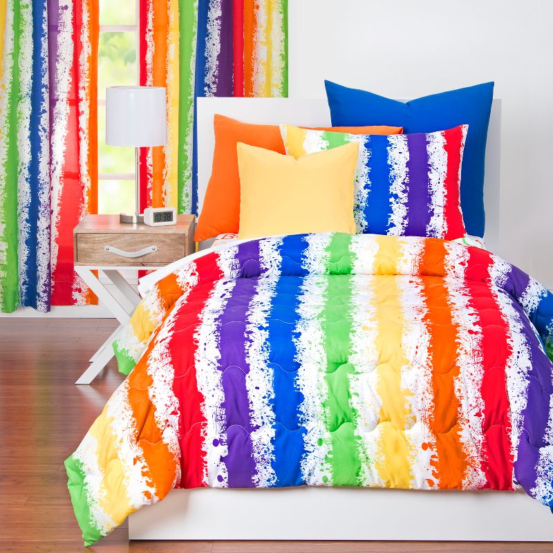Brain Waves Rainbow Stripe Comforter Set (Full/Queen) - Learning Linens