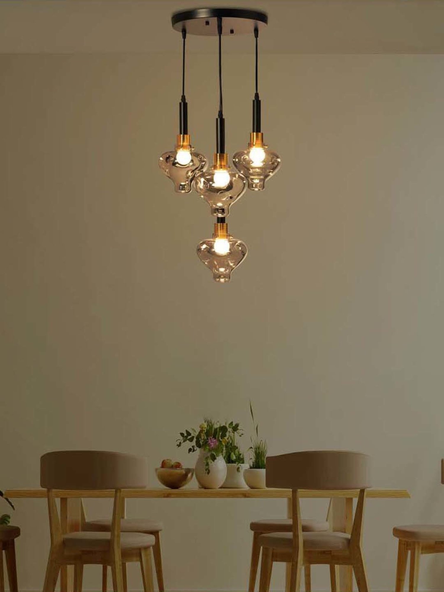 Kapoor E Illuminations Quinn Smoke & Black Glass Round Hanging Light