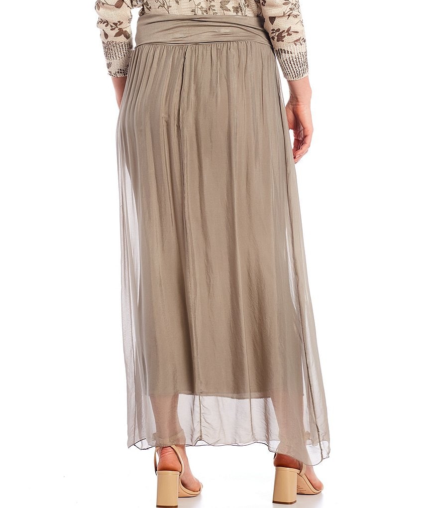 M Made in Italy Silk Blend Maxi Skirt