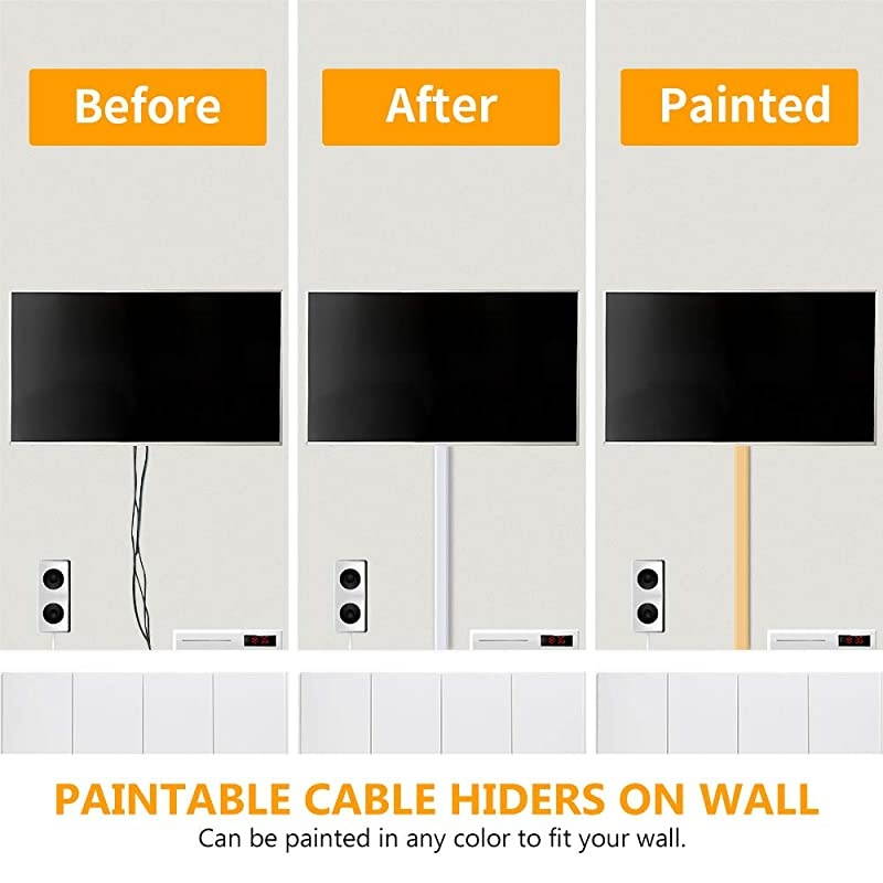 Cable Concealer 157in Cord Cover PVC Wire Molding Paintable Wire Channel to Hide a Single Power Cord Speaker Wire or TV Cables in Home or Office 10X L157in W059in H04in