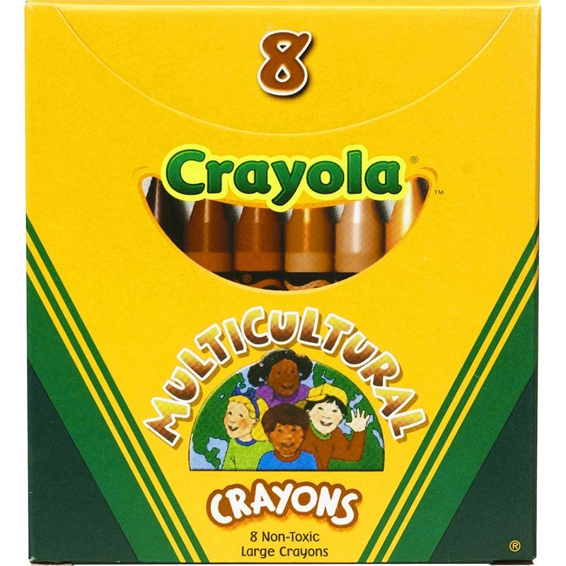 Crayola Multicultural Crayons Large Nontoxic 8/BX Assorted 52080W