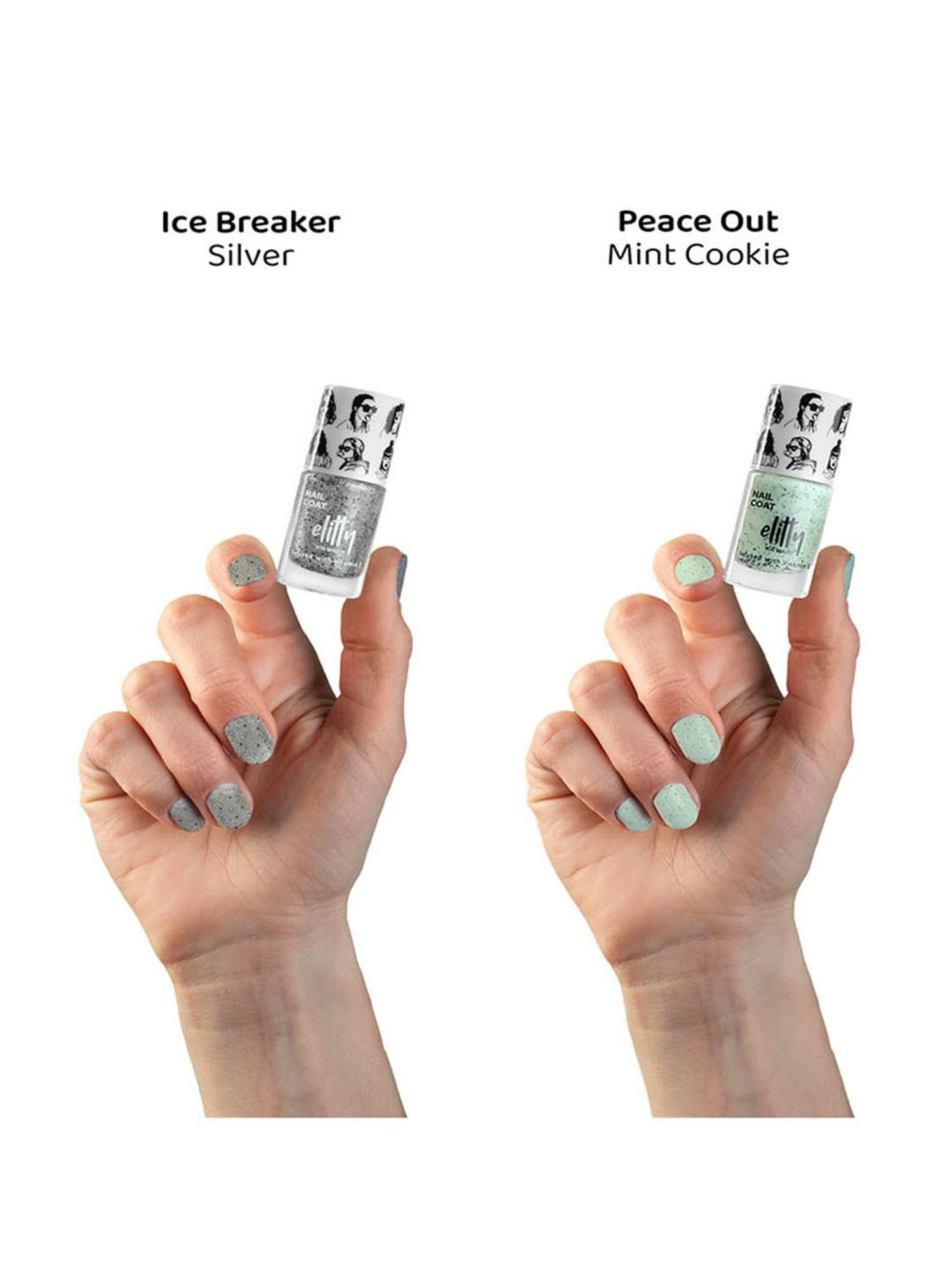 Elitty Mad Over Nails Nail Polish Cookie Combo - Pack of 2 - Ice Breaker, Peace Out