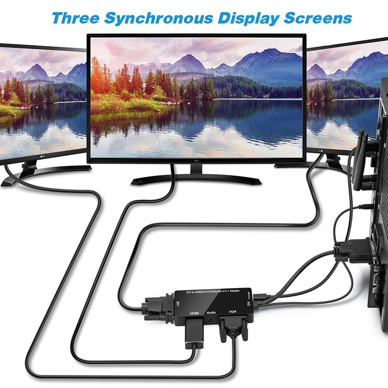 to AV Converter to RCAto AV 1080P to 3RCA CVBS AV Composite Video Audio Converter Adapter Supports PALNTSC with USB Charge Cable for PC Laptop HDTV DVD to AV Black