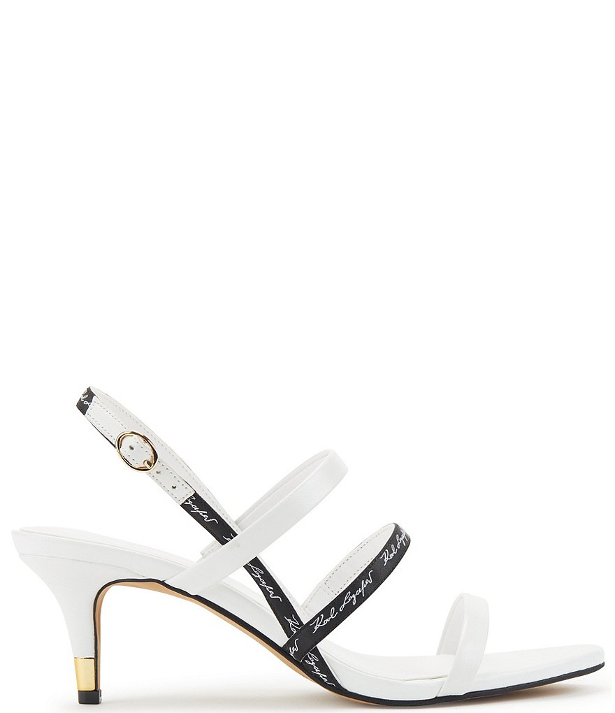 KARL LAGERFELD PARIS Dextra Script Logo Strap Kitten Heel Dress Sandals
