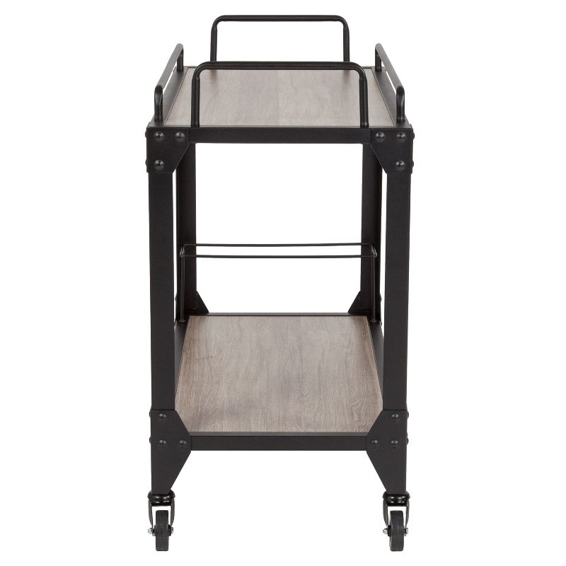 Flash Furniture Castleberry Rustic Wood Grain and Iron Kitchen Serving and Bar Cart