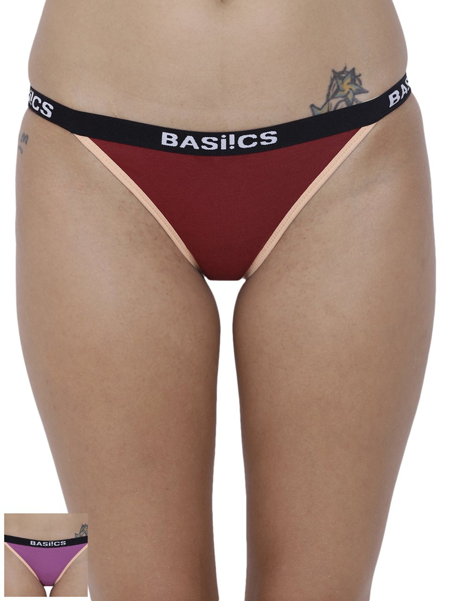 BASIICS by La Intimo Multicolor Cotton Bikini Panty ( Pack Of 2 )
