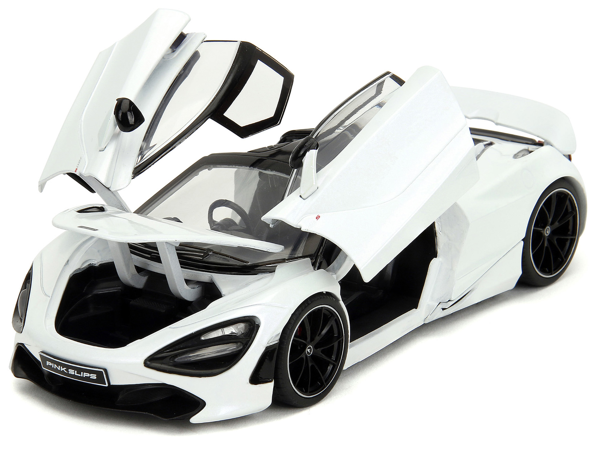 McLaren 720S White Metallic with Black Top "Pink Slips" Series 1/24 Diecast Model Car by Jada