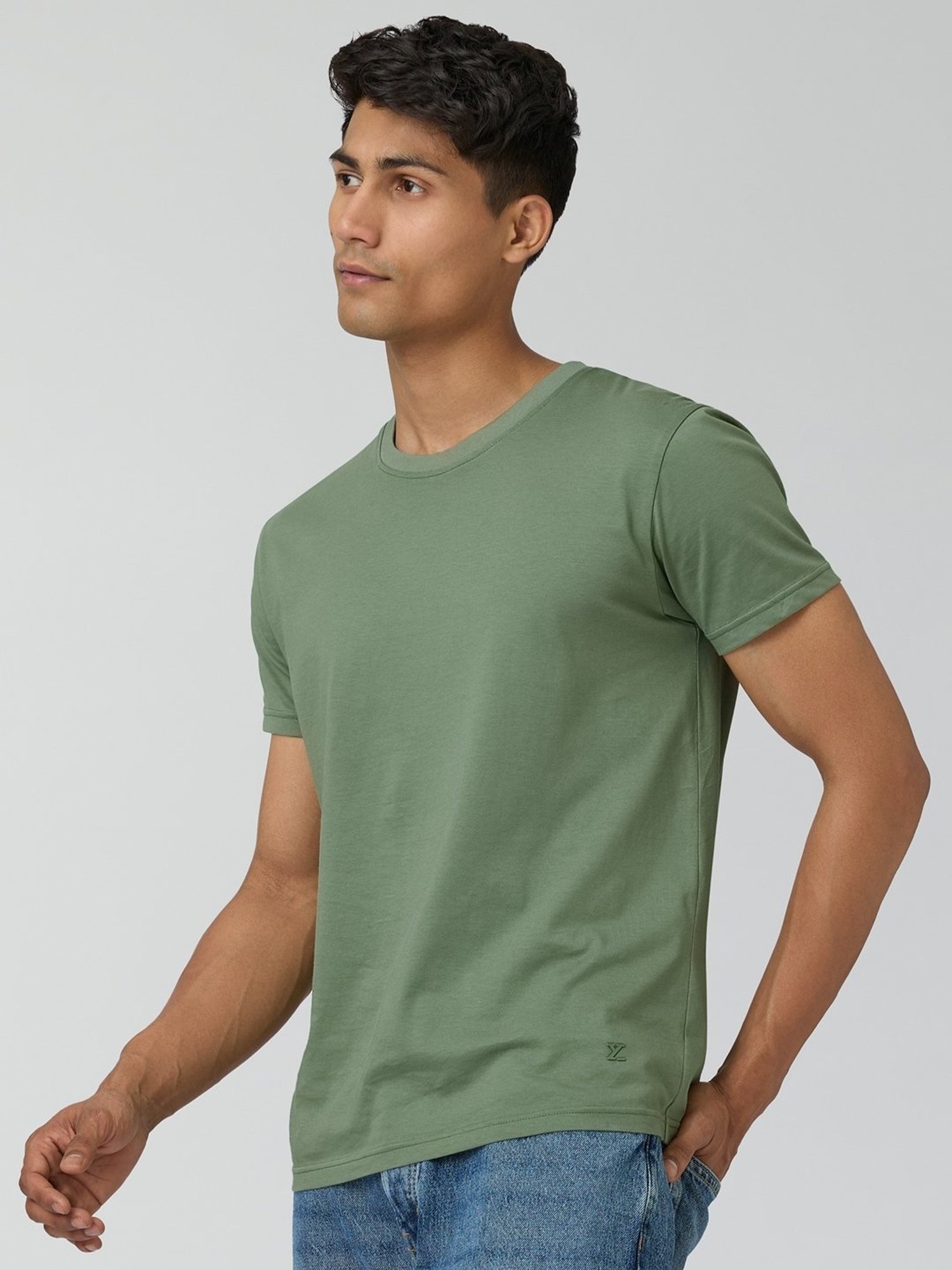 XYXX Sage Green Cotton Regular Fit Polo T-Shirt