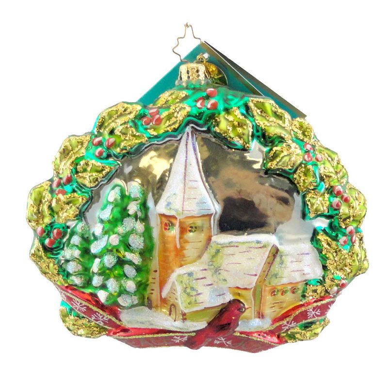 Christopher Radko Old Fashioned New York Ornament Christmas Church Holly  -  Tree Ornaments