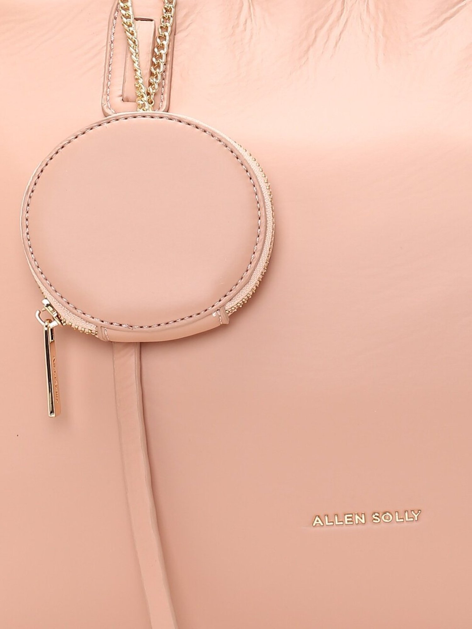 Allen Solly Peach Textured Medium Tote Handbag