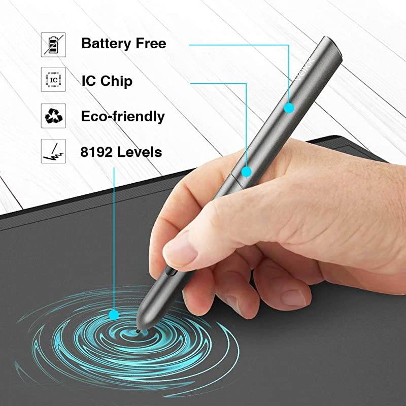 Drawing Tablet  A30 Graphic Pen Tablet with Gesture Touch Pad 4 hotkeys10x6 inch Working Area BatteryFree Stylus