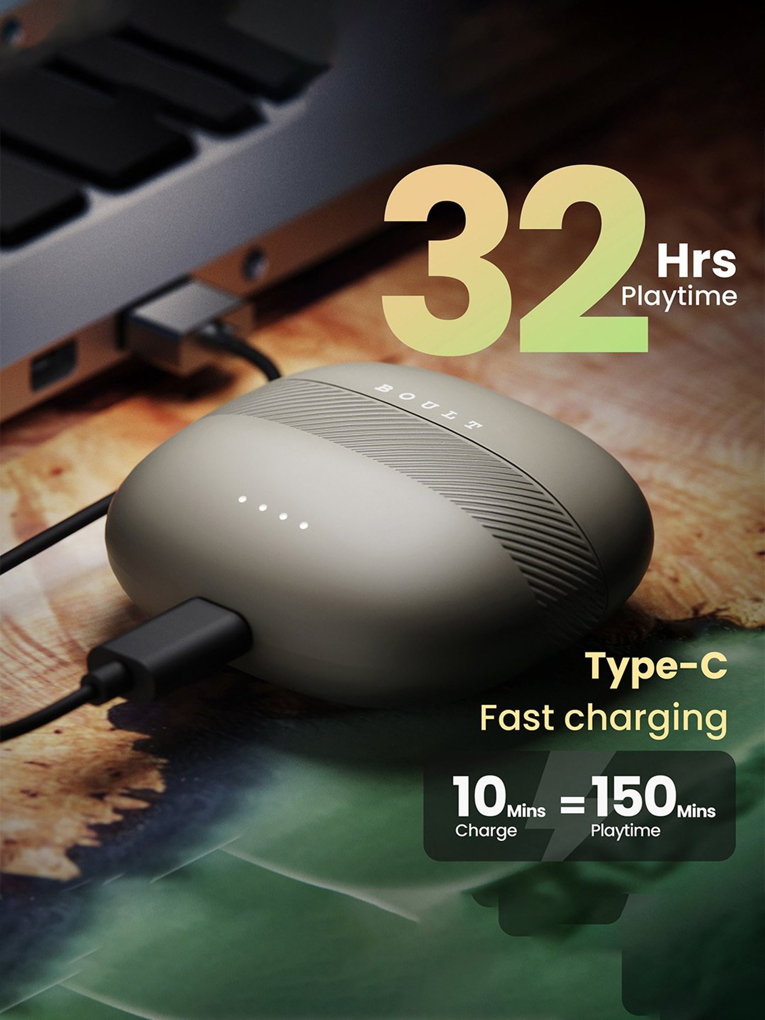 Boult Audio Airbass Z35 TWS Bluetooth 5.3 Earbuds with 32H Playtime (Pista Green)