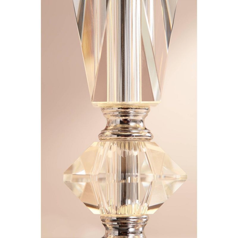 Vienna Full Spectrum Modern Accent Table Lamp Clear Crystal Column White Tapered Drum Shade for Living Room Bedroom Bedside Office