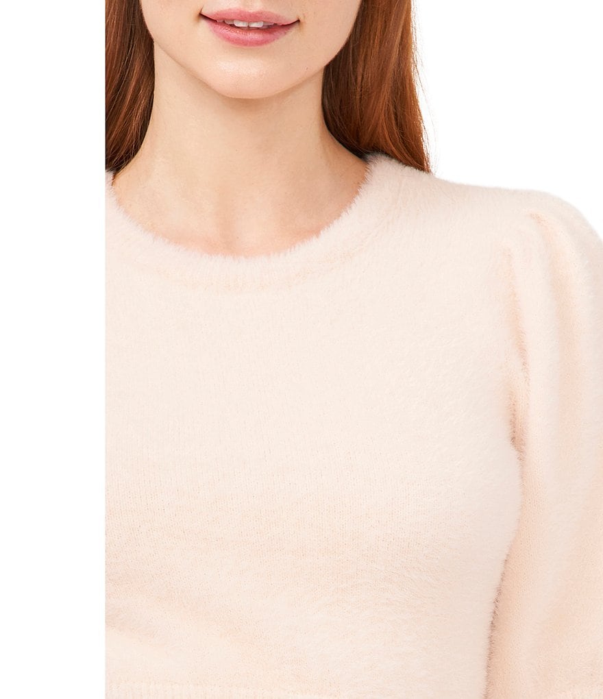 A Loves A Round Neck Long Bishop Sleeve Rib Knit Sweater