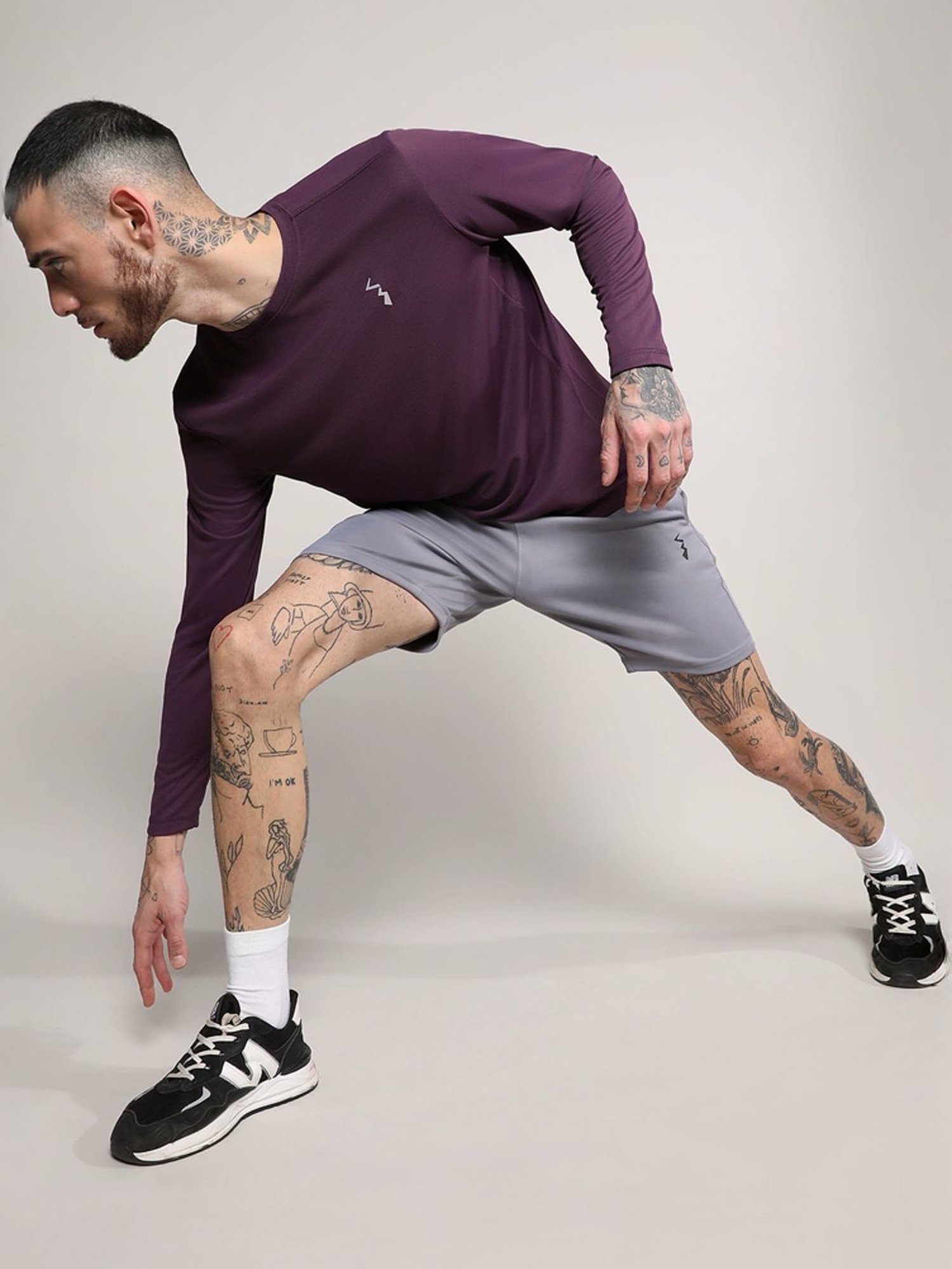 Campus Sutra Purple Regular Fit Sports T-Shirt