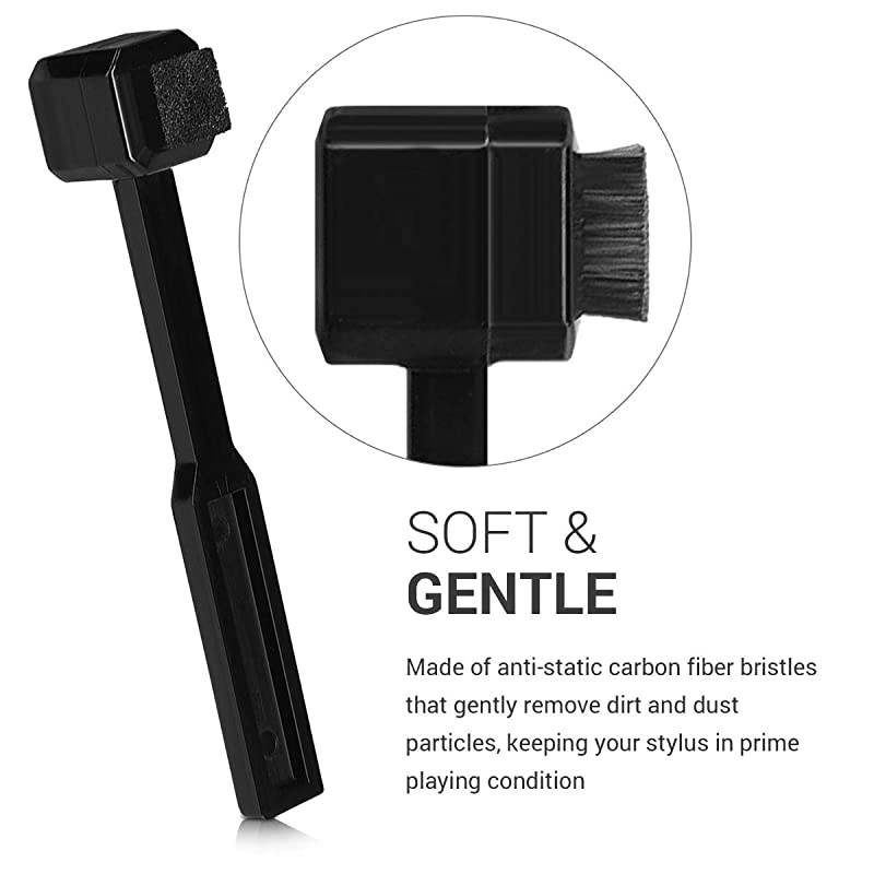 Carbon Fiber Stylus Brush - Velvet Anti Static Cleaning Brush for Vinyl Record Player Turntable Needle - Tool for DJ and Music Lovers - Black