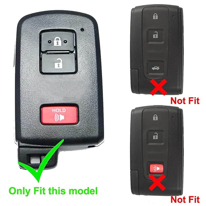 2Pcs Silicone Smart Key Fob Cover Protector Keyless Jacket Remote Control Holder for 2016 2017 Toyota Tacoma Land Cruise Prius V RAV4 Black Blue