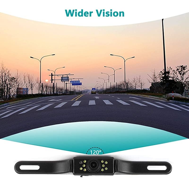 Rear View Backup Camera 9 LEDs License Plate Rearview CameraVehicle Waterproof Reversing Camera120&deg; View Angle Auto Backing Camera for TrucksSUVRVPickupVans