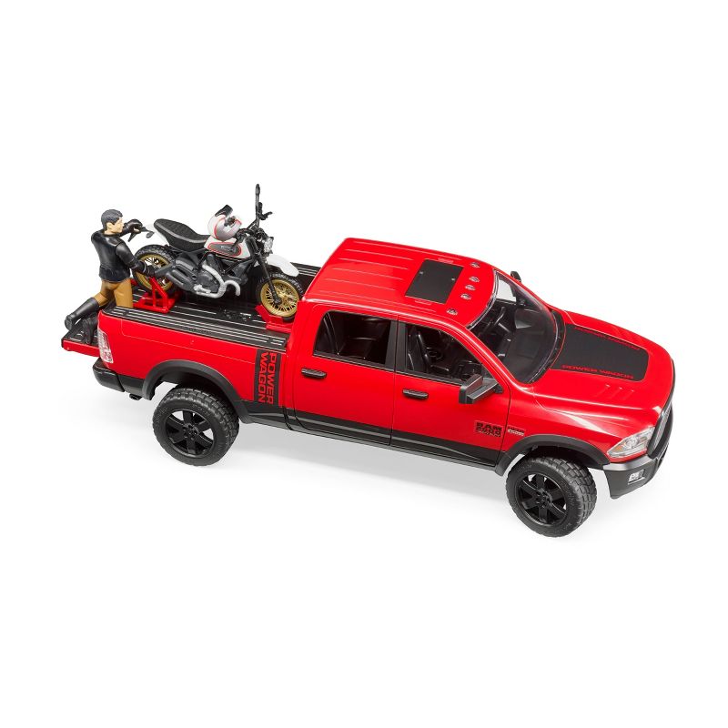 Bruder Toys RAM 2500 Power Wagon with Ducati Scrambler Desert Sled and Driver - 1:16 Scale