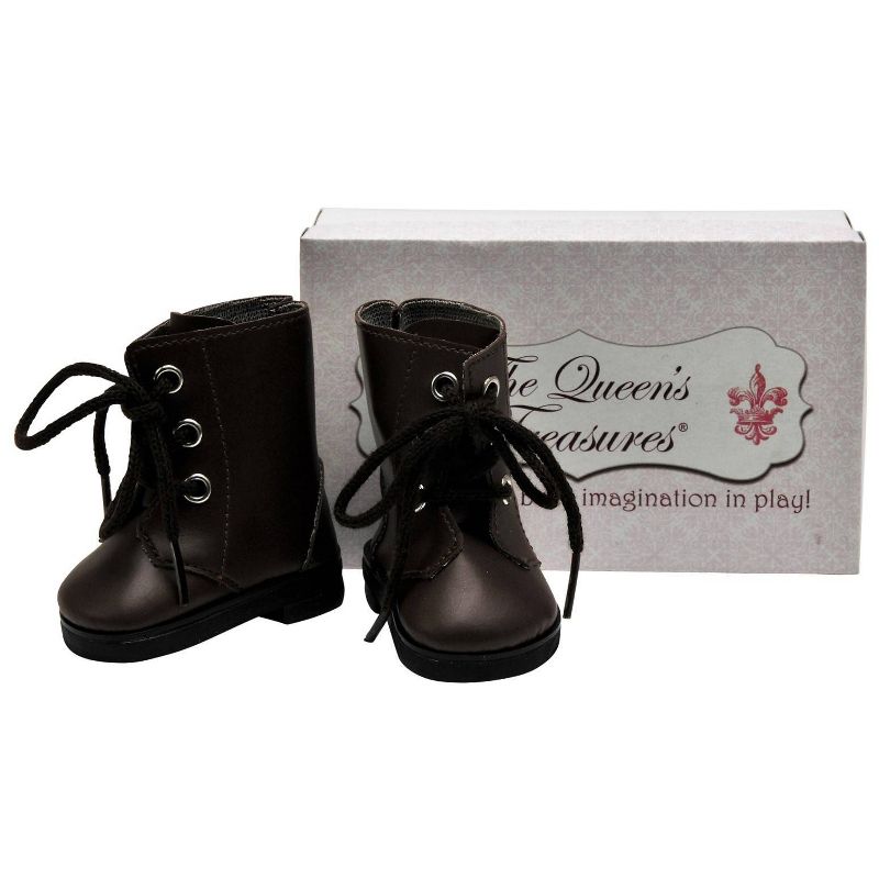 The Queen's Treasures 18 Inch Doll Clothes Accessory, Brown Lace Up Vintage Style Boots Plus Shoe Box