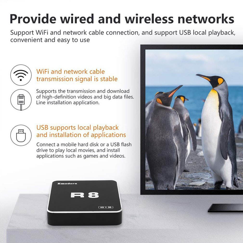 R8 4K HD Network Set-Top Box with Bluetooth-Real 5G-4+64G - Support Ethernet HDMI-compatible Cable AV,US Standard