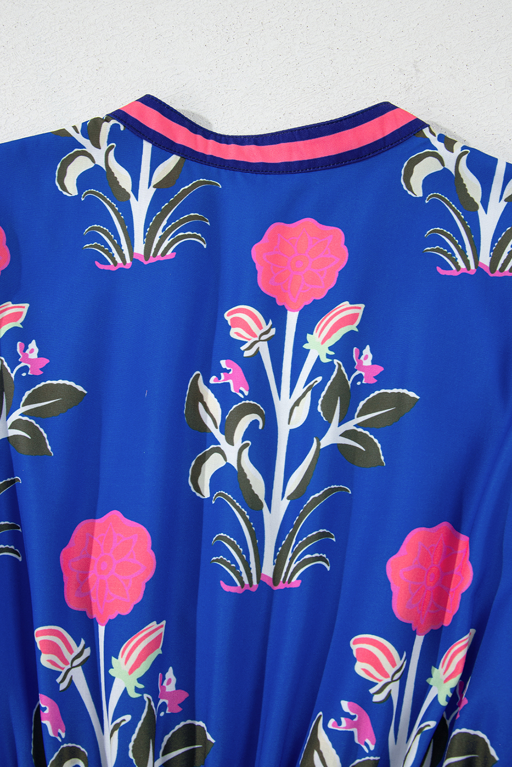 Multicolour Floral Print Split Neck Midi Dress