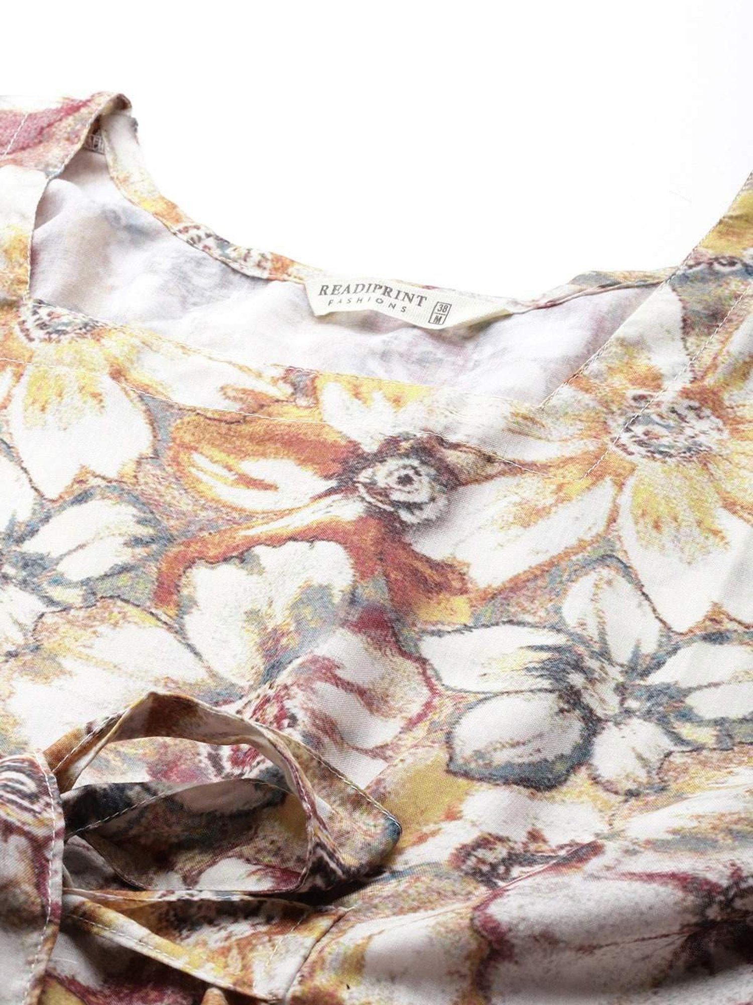 READIPRINT FASHIONS Beige Cotton Floral Print Top Pant Set