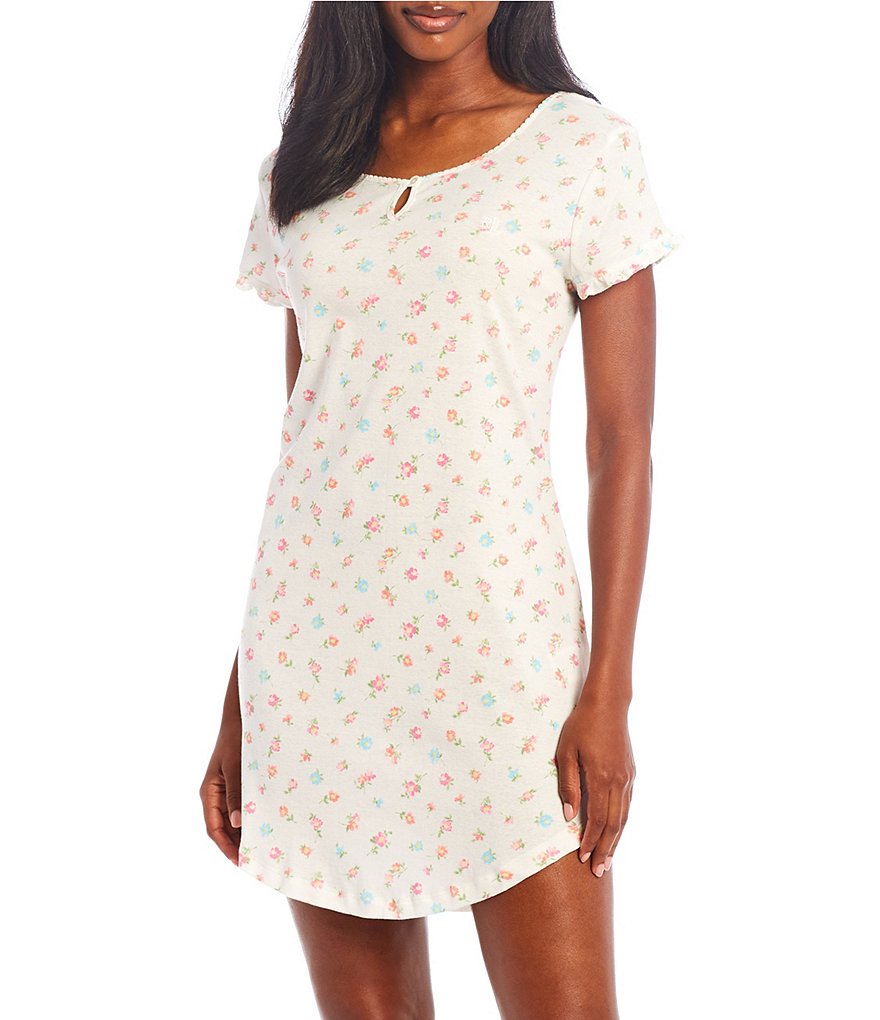 Lauren Ralph Lauren Rosebud Printed Ribbed Knit Sleepshirt