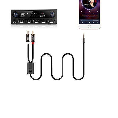 Cablecreation 3 Feet RCA Audio Cable 3.5mm Male to 2-Male RCA Cable, Y Splitter Design Stereo Audio RCA Male Cable, 1 Meter, Black