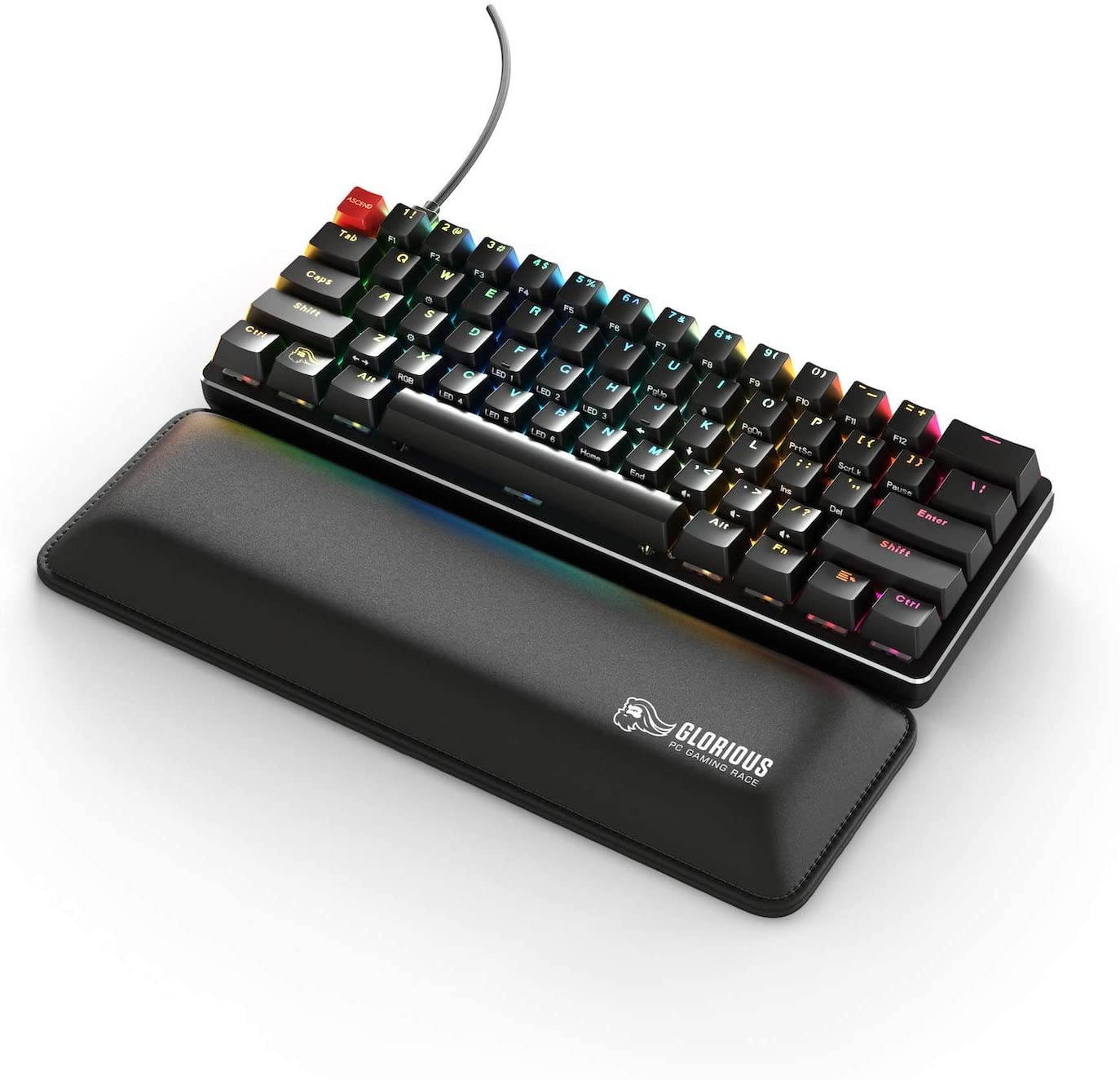 Glorious GMMK Modular Mechanical Gaming Keyboard - 60% Compact Size (61 Key) - RGB LED Backlit, Brown Switches, Hot Swap Switches (Black)(GMMK-Compact-BRN)