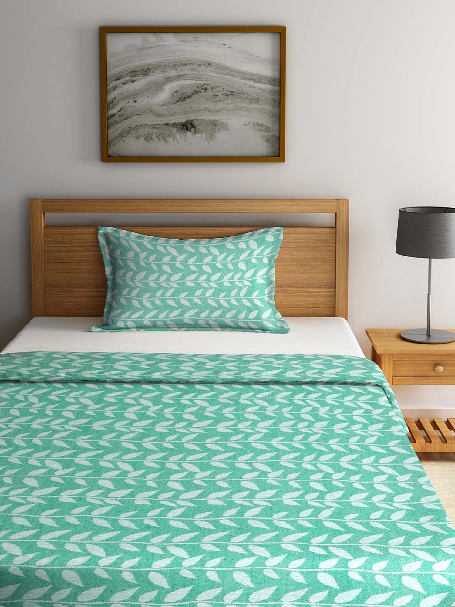 Klotthe Jacquard Collection Green 300 TC Bed Linen Set