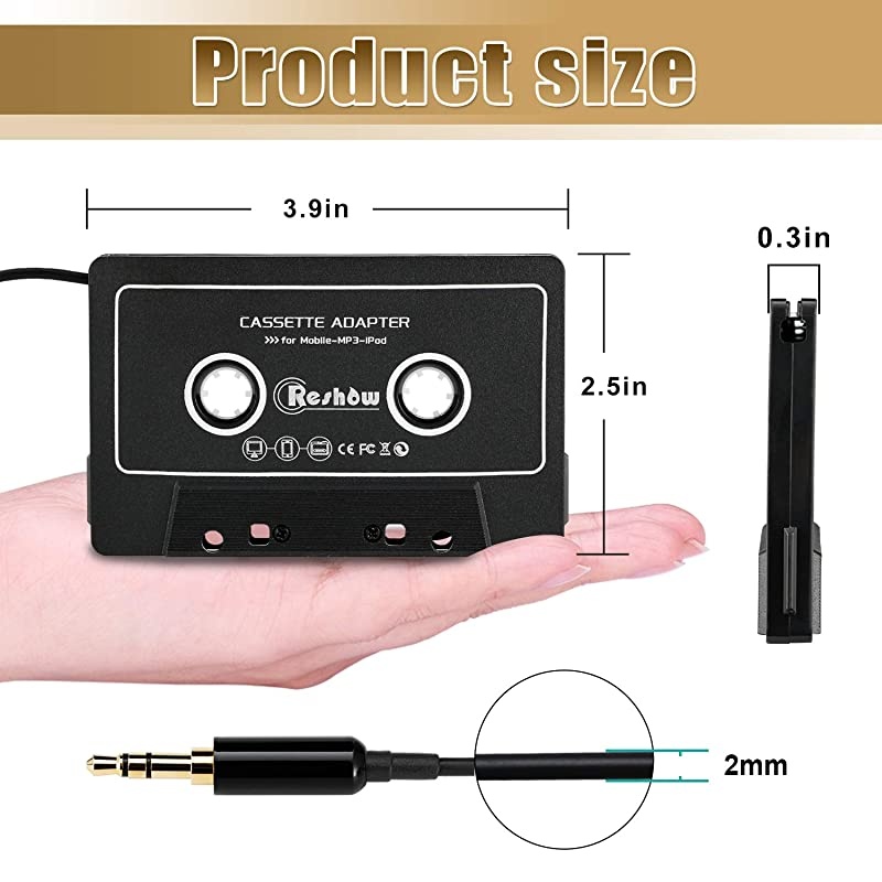 Car Audio Aux Cassette Adapter Black