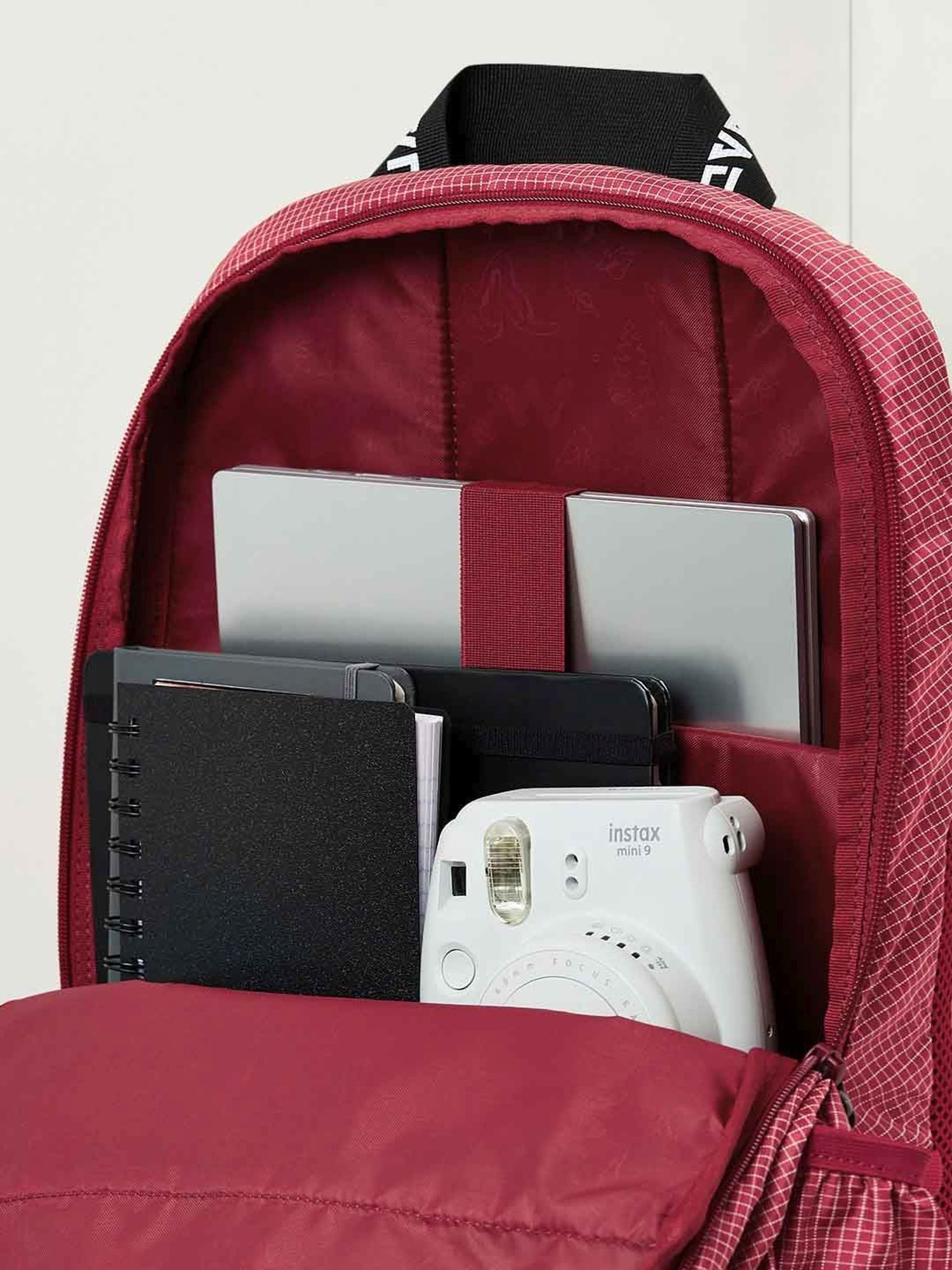 Wiki Back to School Squad 4 Red Polyester Checks Backpack - 40 Ltrs