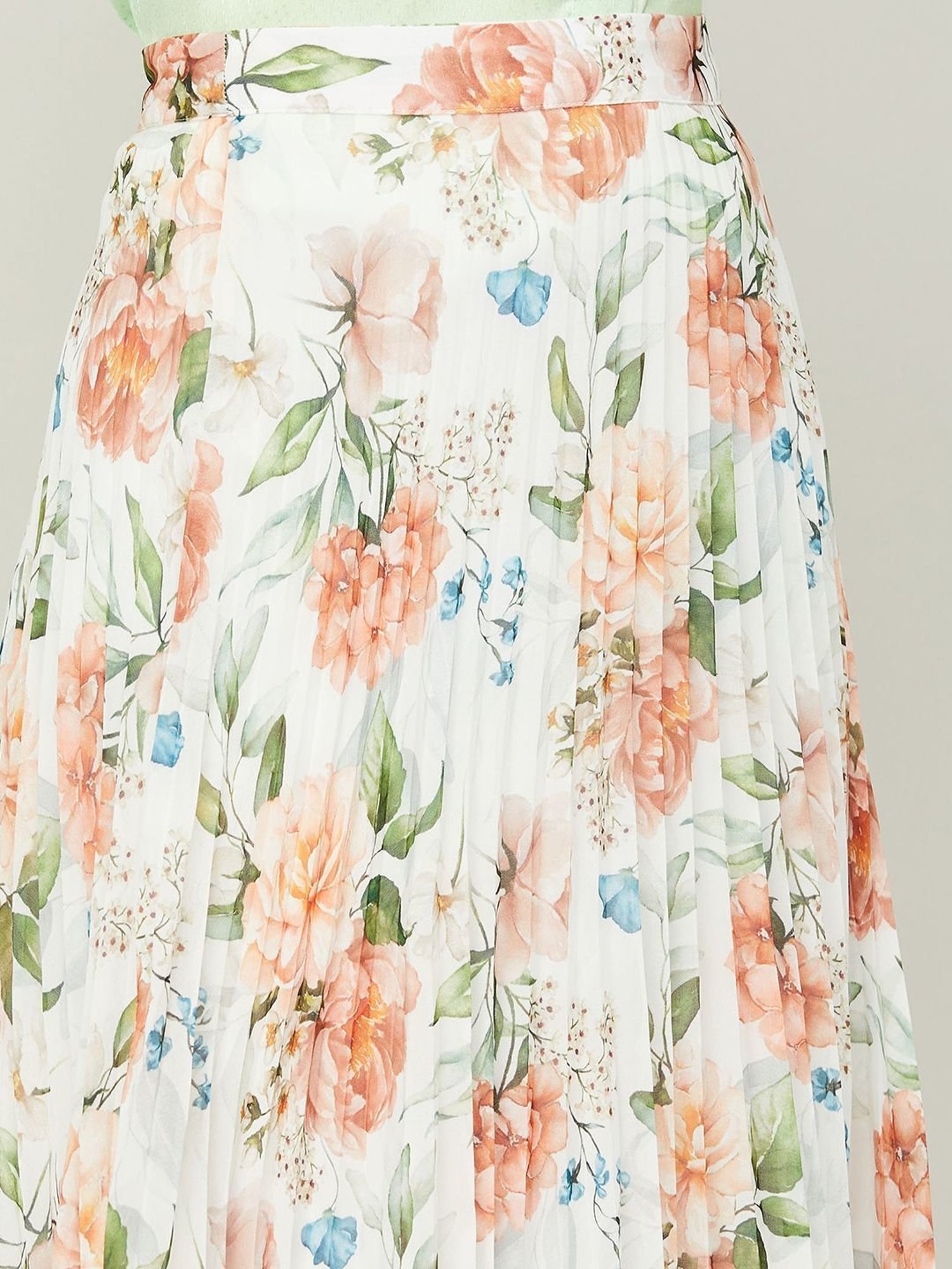 Code by Lifestyle White Floral Print A-Line Skirt