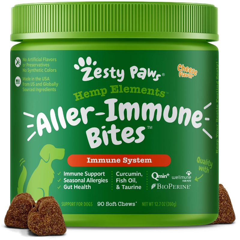 Zesty Paws Hemp Elements Aller-Immune Bites Cheese - 90ct