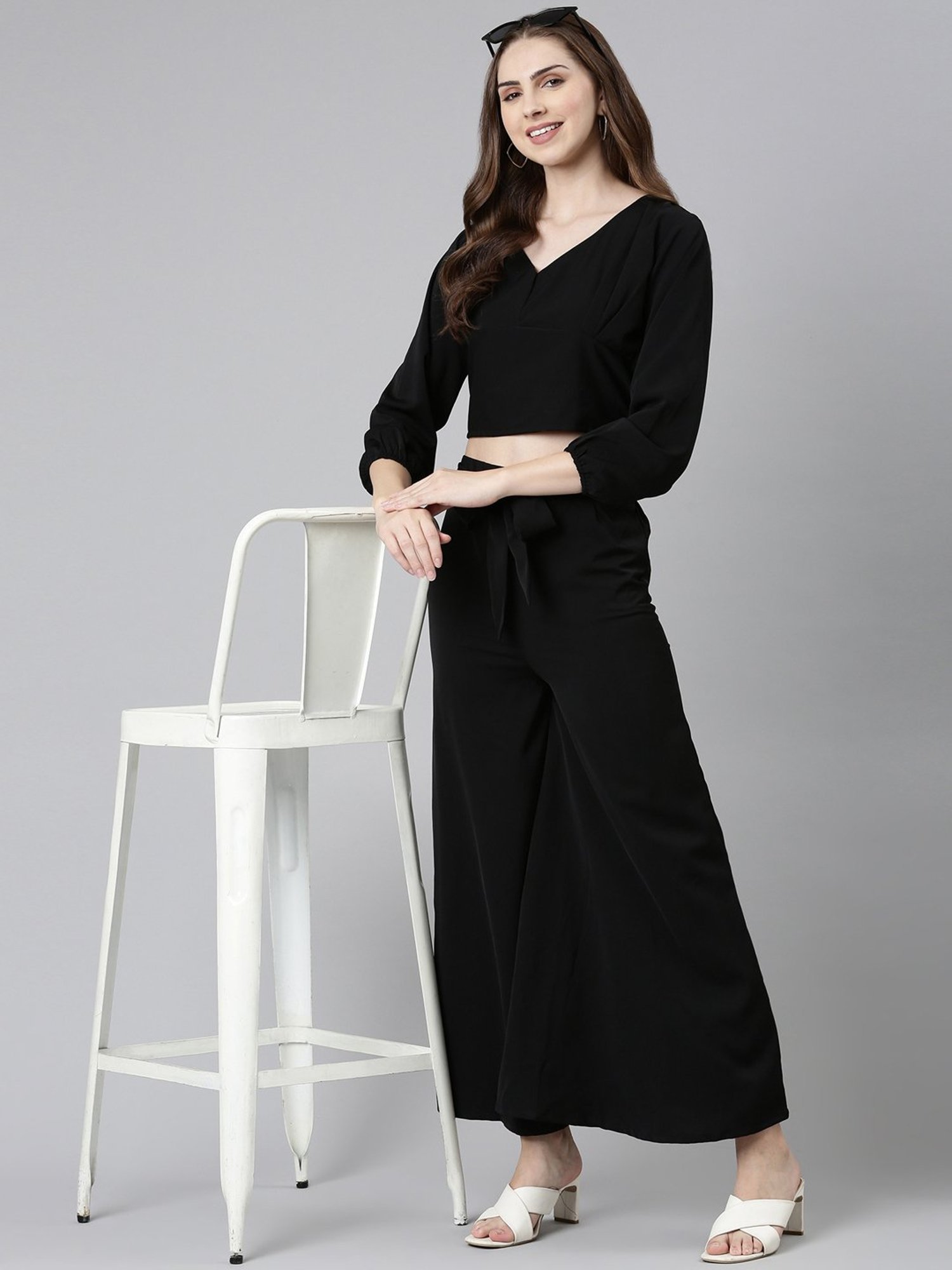 SHOWOFF Black Full Length Co-Ord Set