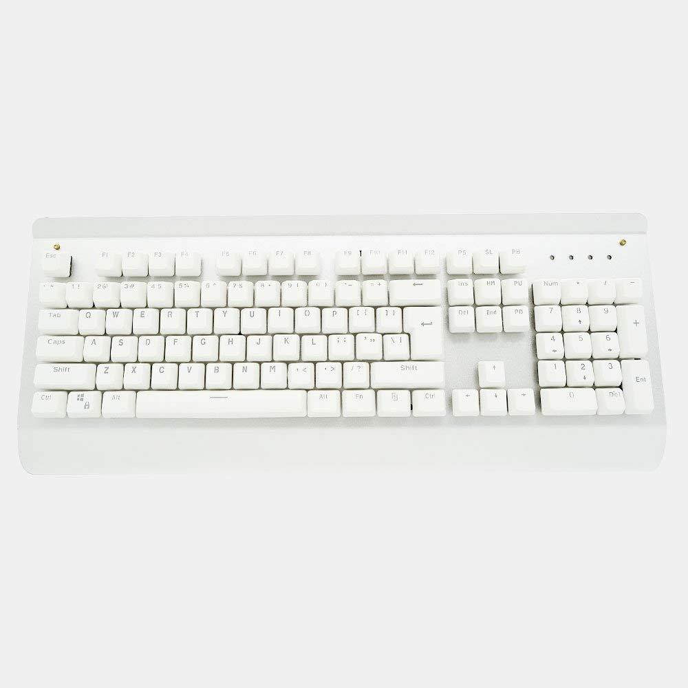 Bossi White Color 104 Keys PBT Double-shot Keycaps Replacement Mechanical Keycaps for Cherry Mechanical MX Switch Keyboard with Key Puller
