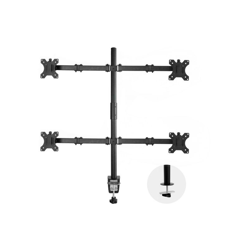 Quadruple Monitor Desk Mount Black - Rocelco