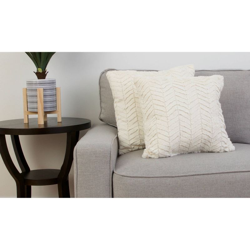 2pk Egret Aiden Chevron Throw Pillows and Throw Blanket White - Décor Therapy
