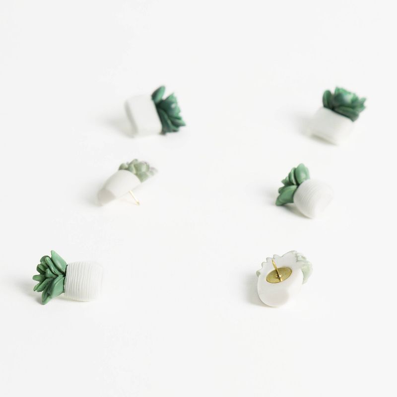 U Brands 6ct Potted Succulent Push Pins