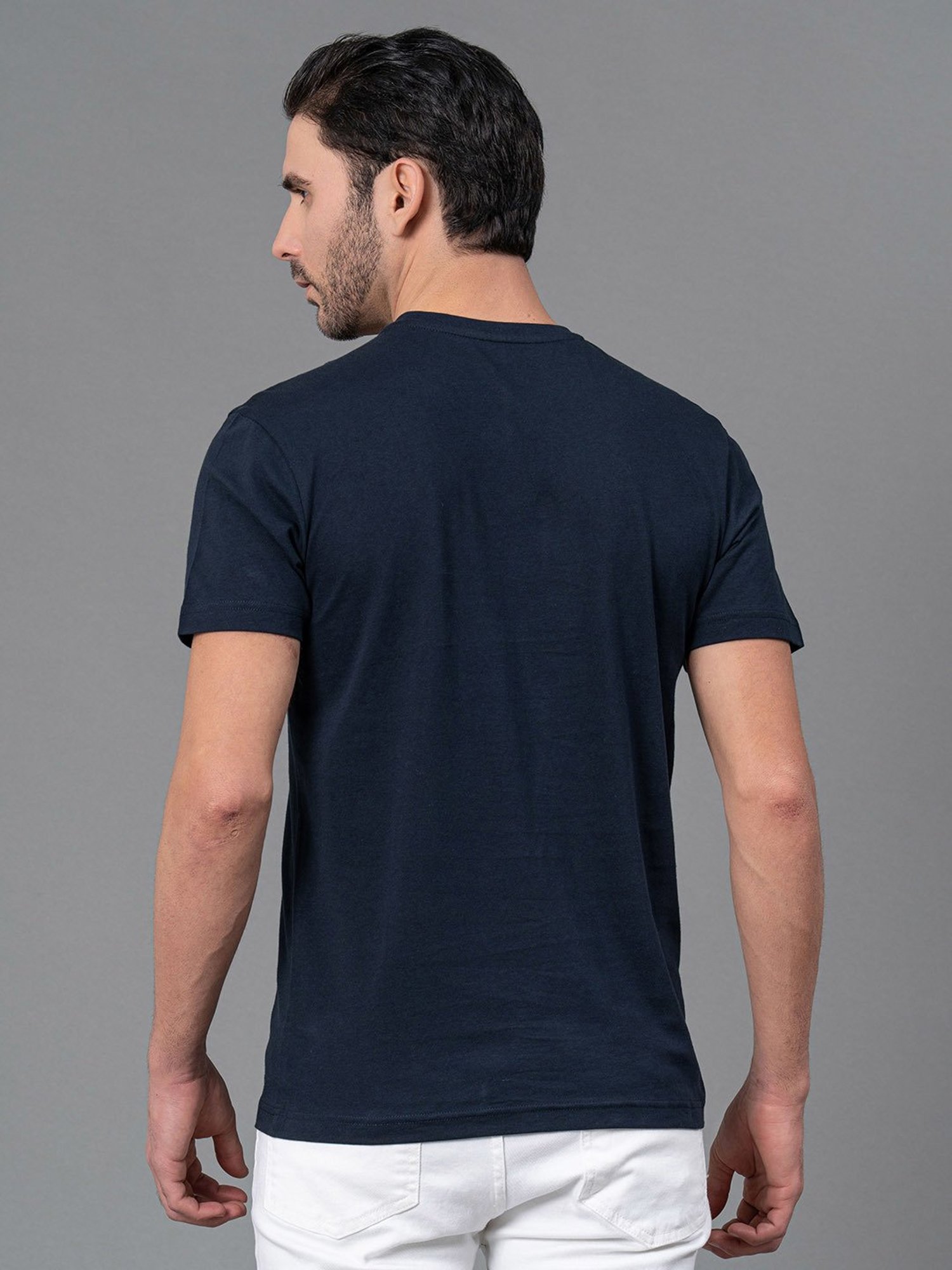 Red Tape Navy Regular Fit Graphic Print Cotton Crew T-Shirt
