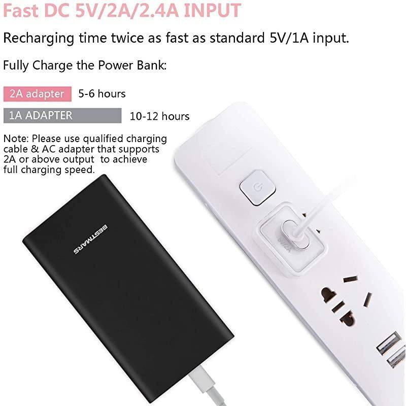 Quick Charge QC 3.0 Portable Charger Fast Charging Slim Compact Power Bank High Capacity Battery Pack Compatible with iPhone iPad Samsung Galaxy Cell Phone Android Smartphone and More (Black)