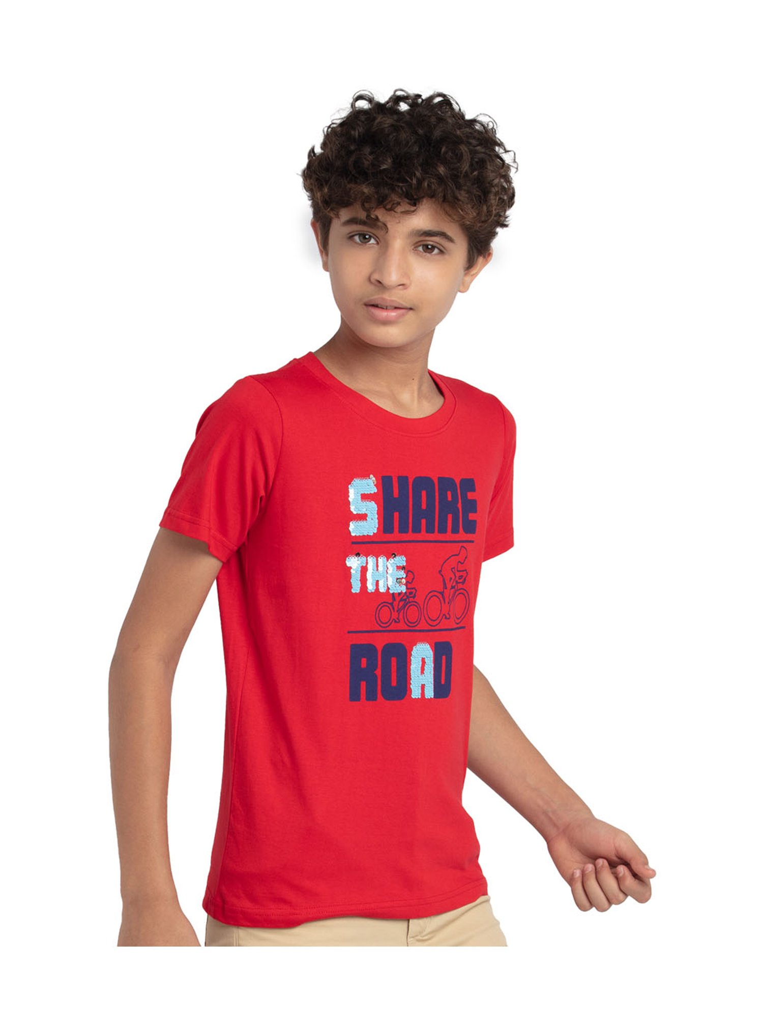 Under Fourteen Only Kids Red Printed T-Shirt