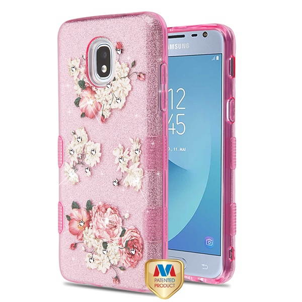 MYBAT European Peony (Pink) Diamante Full Glitter TUFF Hybrid Protector Cover