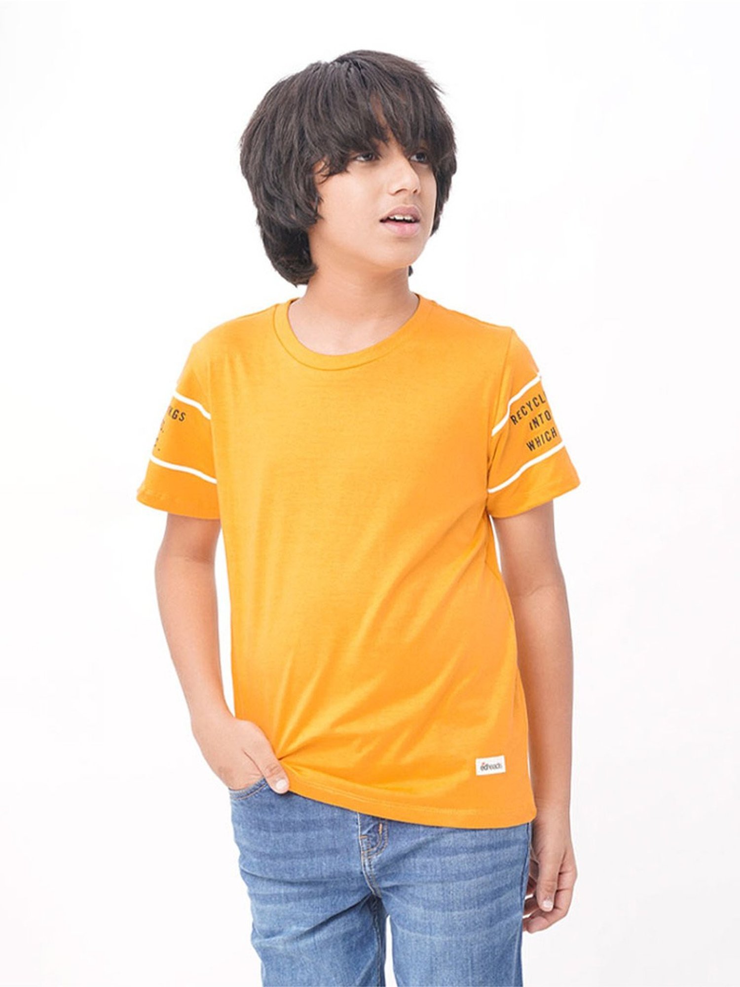 Edheads Kids Yellow Cotton Printed T-Shirt