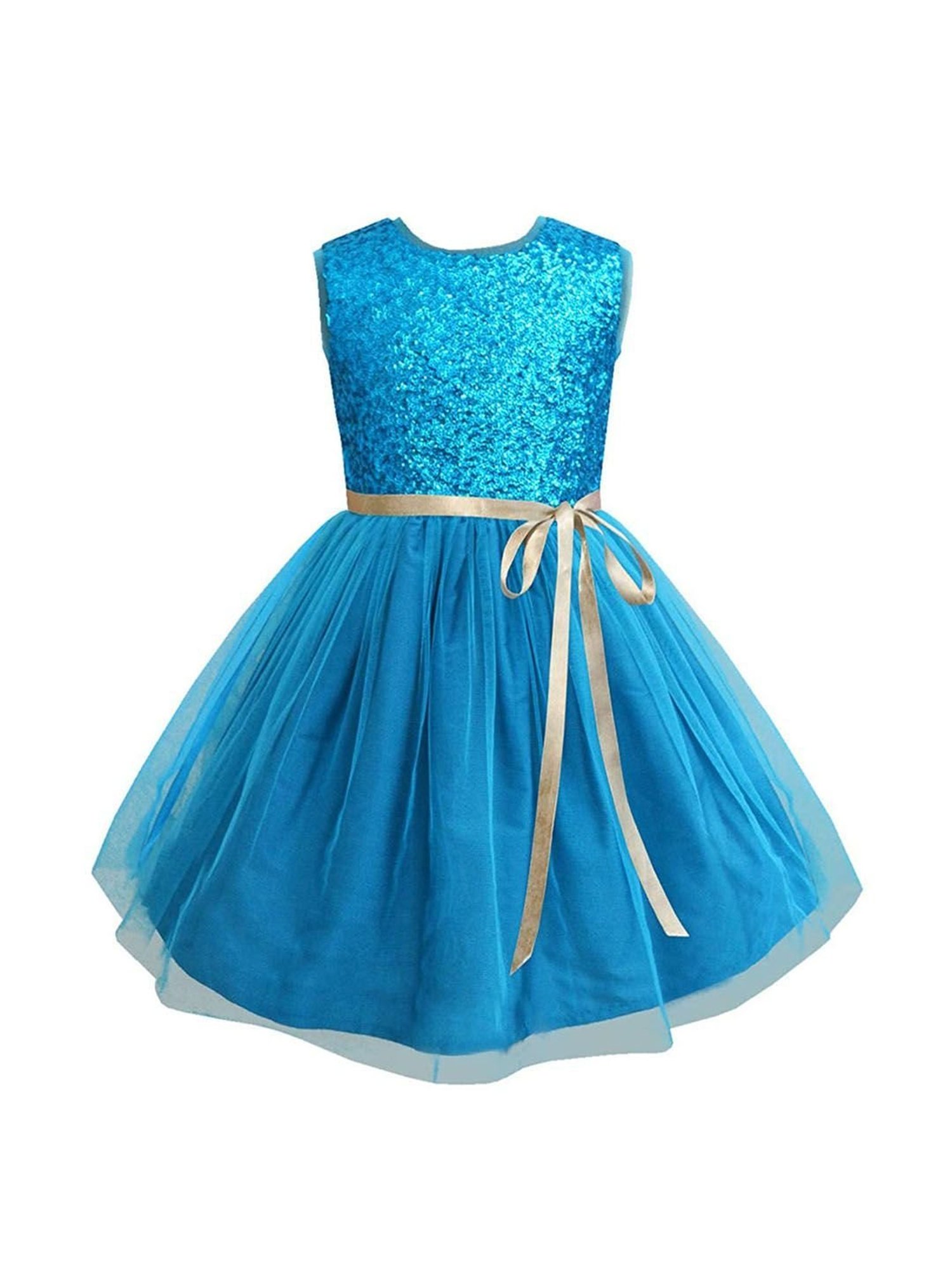 A.T.U.N. Girls Turquoise & Gold Embellished Dress