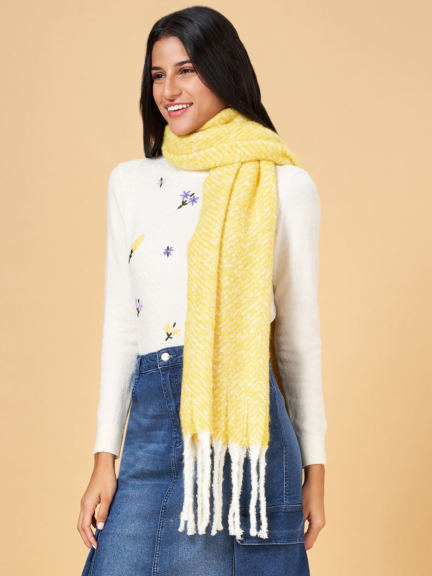 Aditi Wasan White Floral Stole